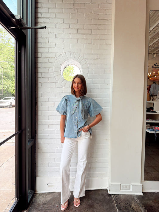 TYLER TIE TOP - DENIM