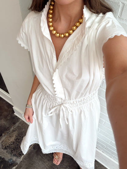 RIC RAC DETAILED SHORT SLEEVE MIDI DRESS