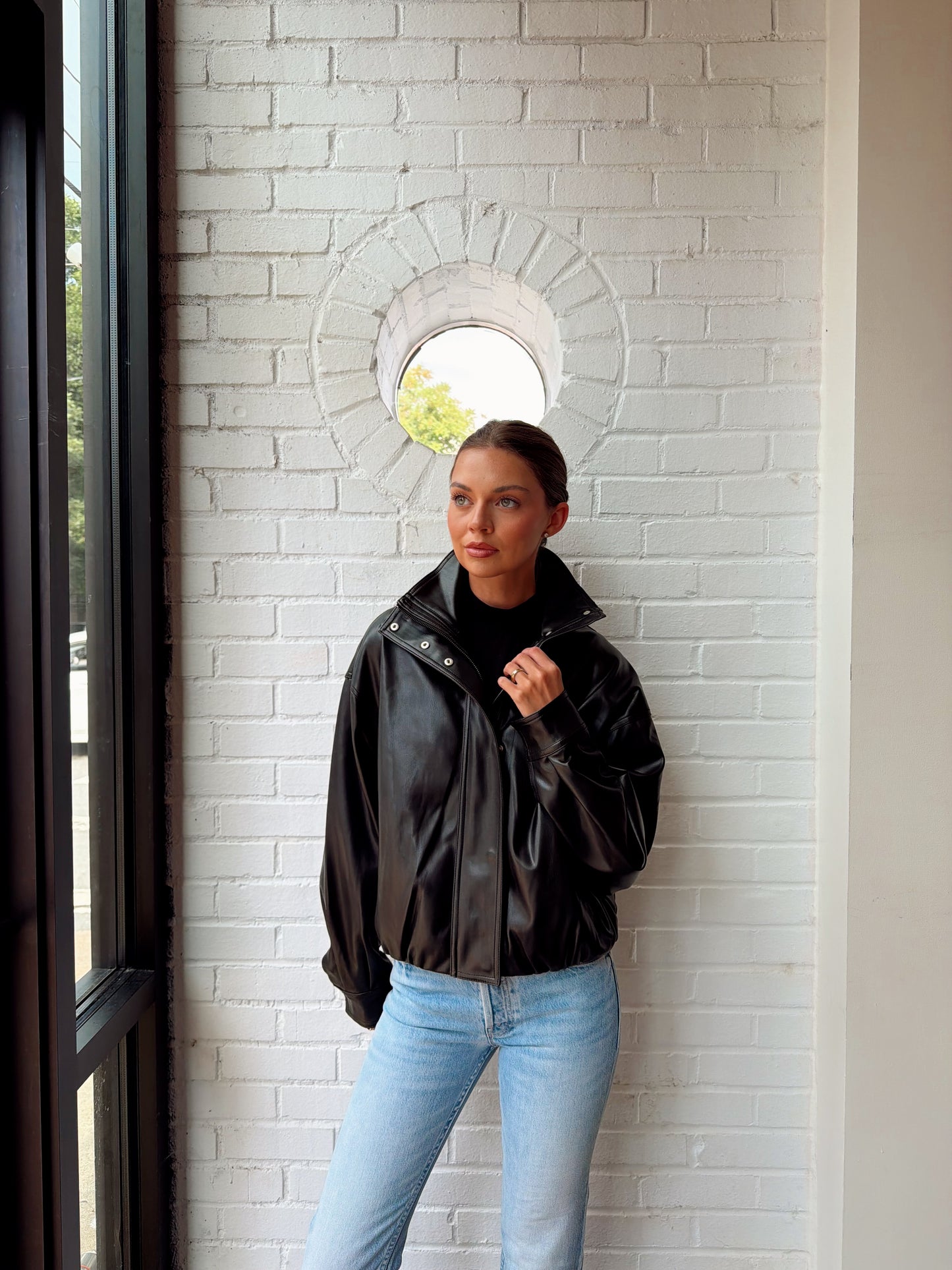 DESSA FAUX LEATHER BOMBER JKT