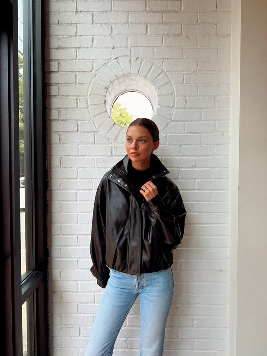 DESSA FAUX LEATHER BOMBER JKT