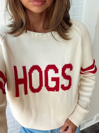 BLOCK "HOGS" SWEATER W/ STRIPE