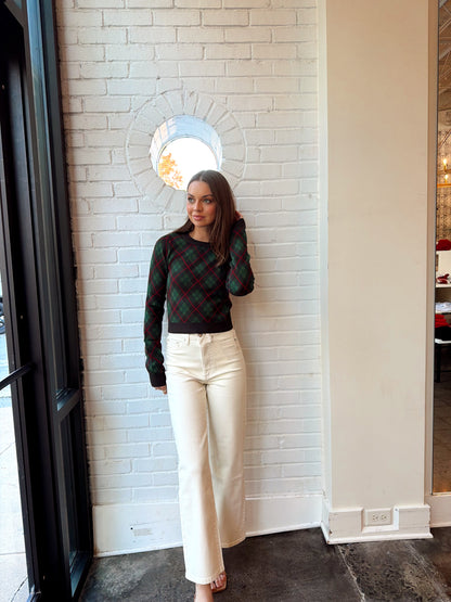 TUCK IN SWEATER- MISTLETOE PLAID KNIT
