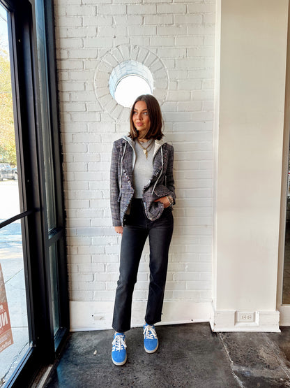 KAEDA FRAYED TWEED DICKEY JACKET