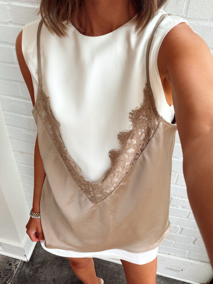 LAYERED LACE SLIP DRESS