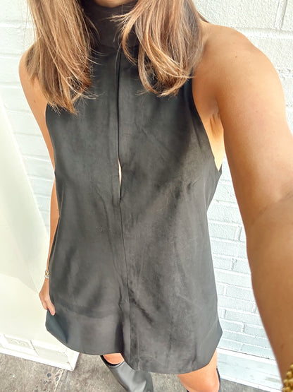 SUEDE CUTOUT MINI DRESS
