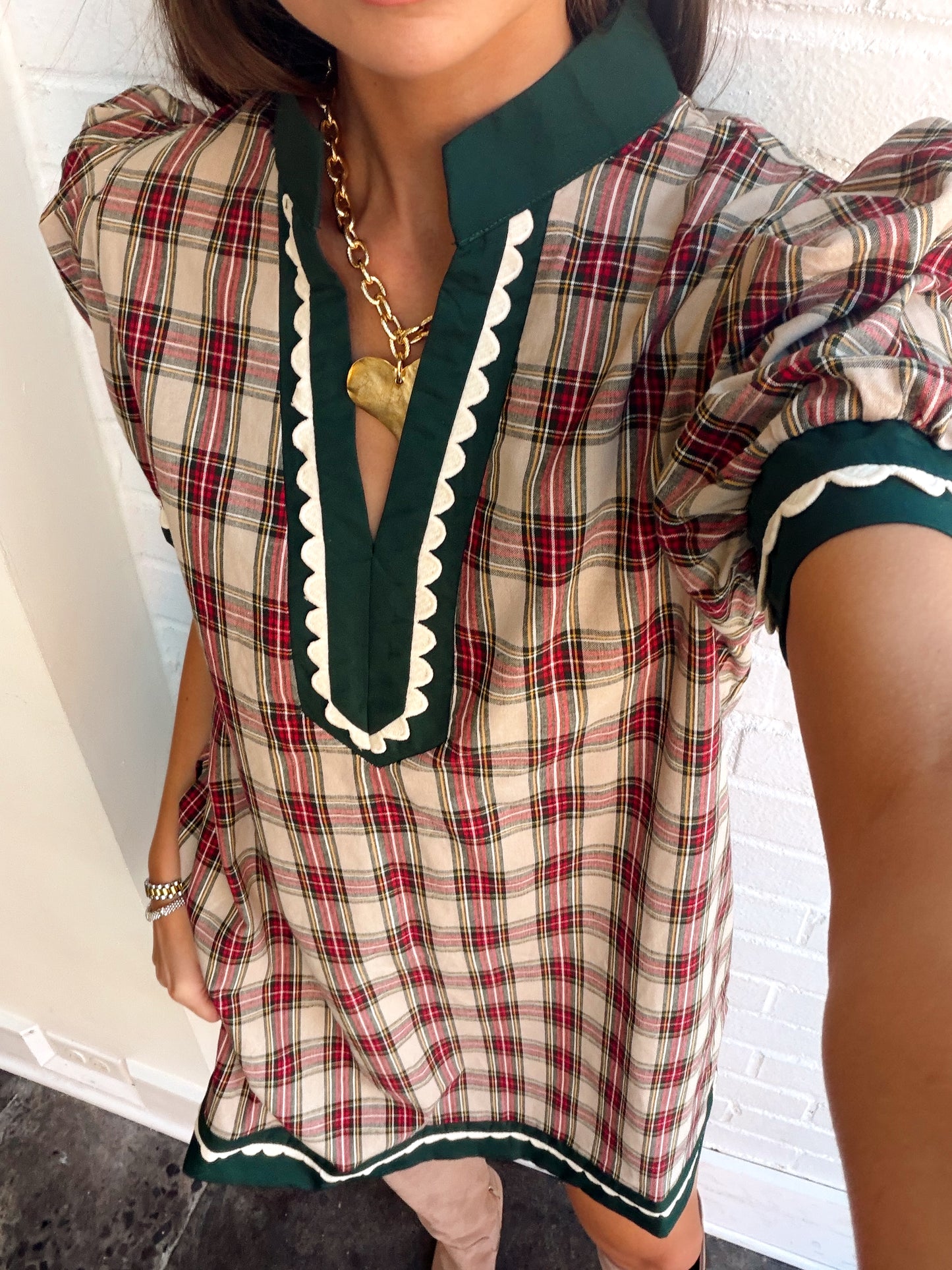 MERRY PLAID MINI DRESS