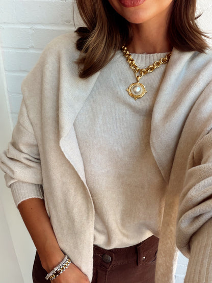 LS CREW NECK SWEATER W/ SCARF