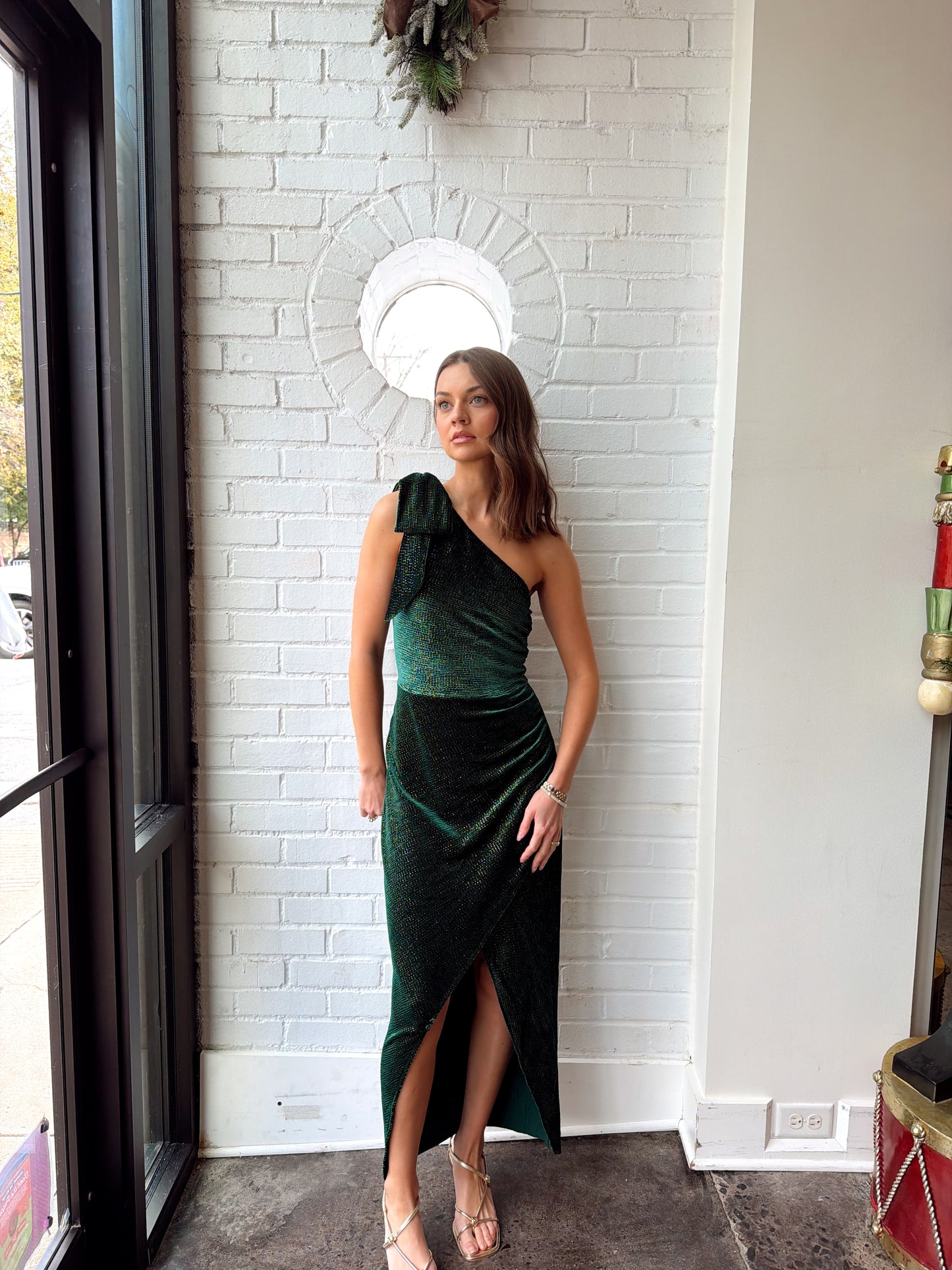 AINSLEE VELVET PLEAT MIDI DRESS