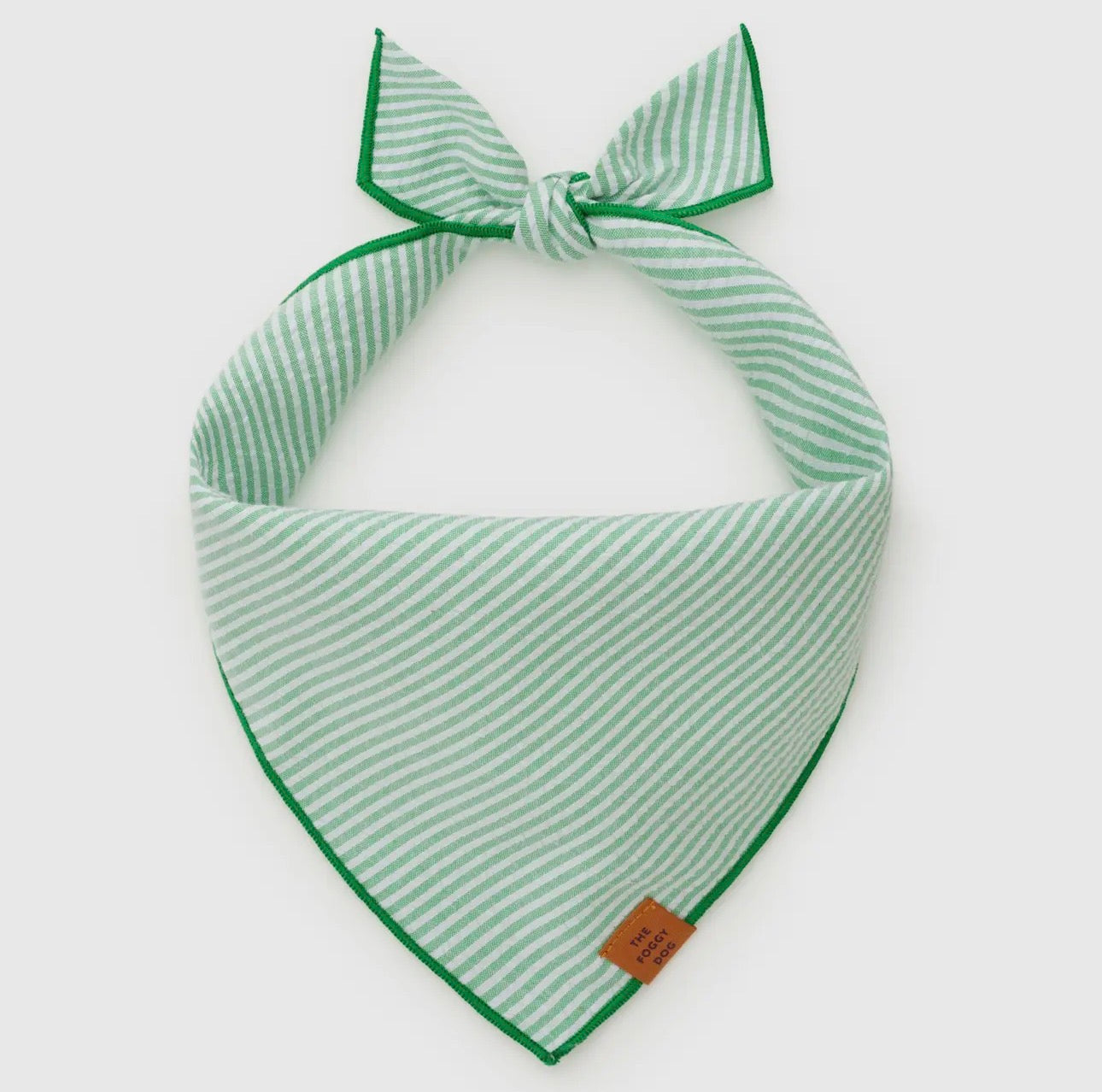 GREEN SEERSUCKER DOG BANDANA