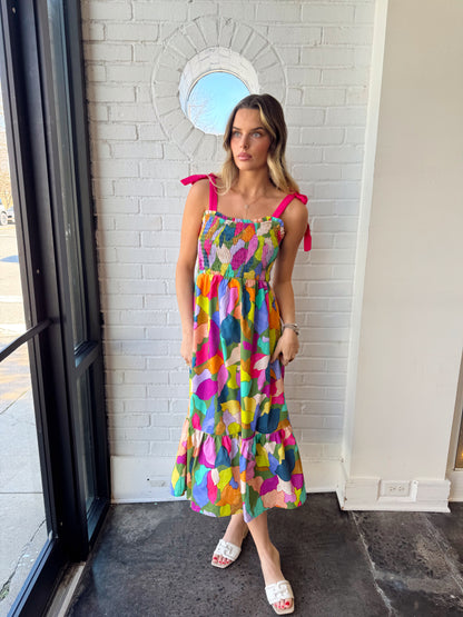 TIE STRAP MULTI COLOR DRESS