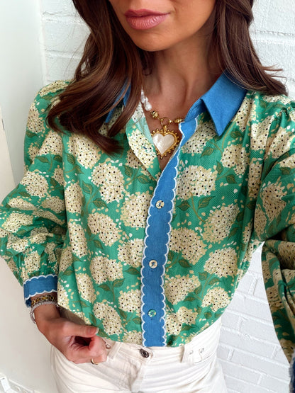 FLORAL SCALLOPED HEM TOP