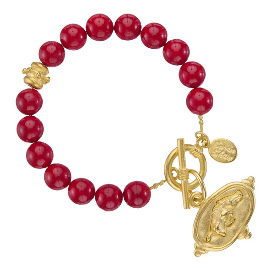 RAZORBACK RED CORAL BRACELET