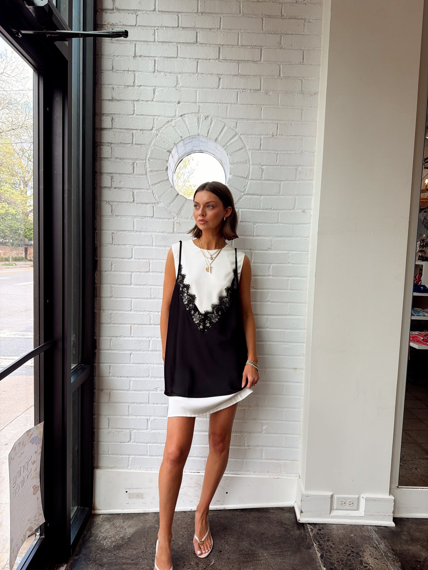 LAYERED LACE SLIP DRESS