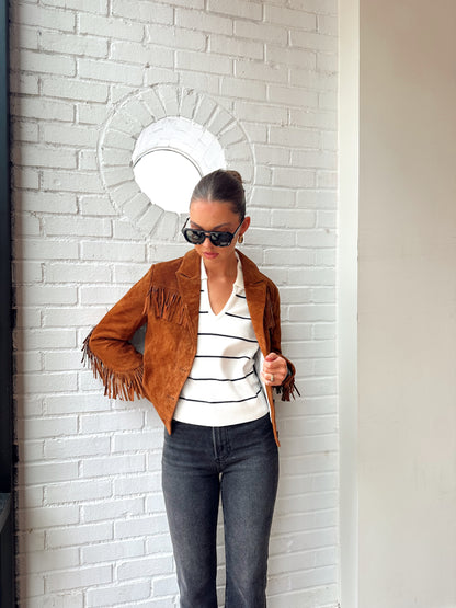 ATLAS GENUINE SUEDE FRINGE BLAZER