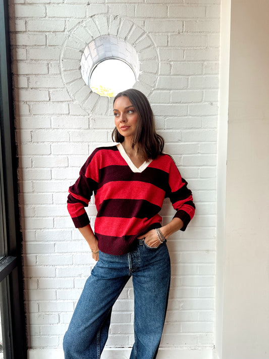 MARLEY STRIPED RUBY SWEATER