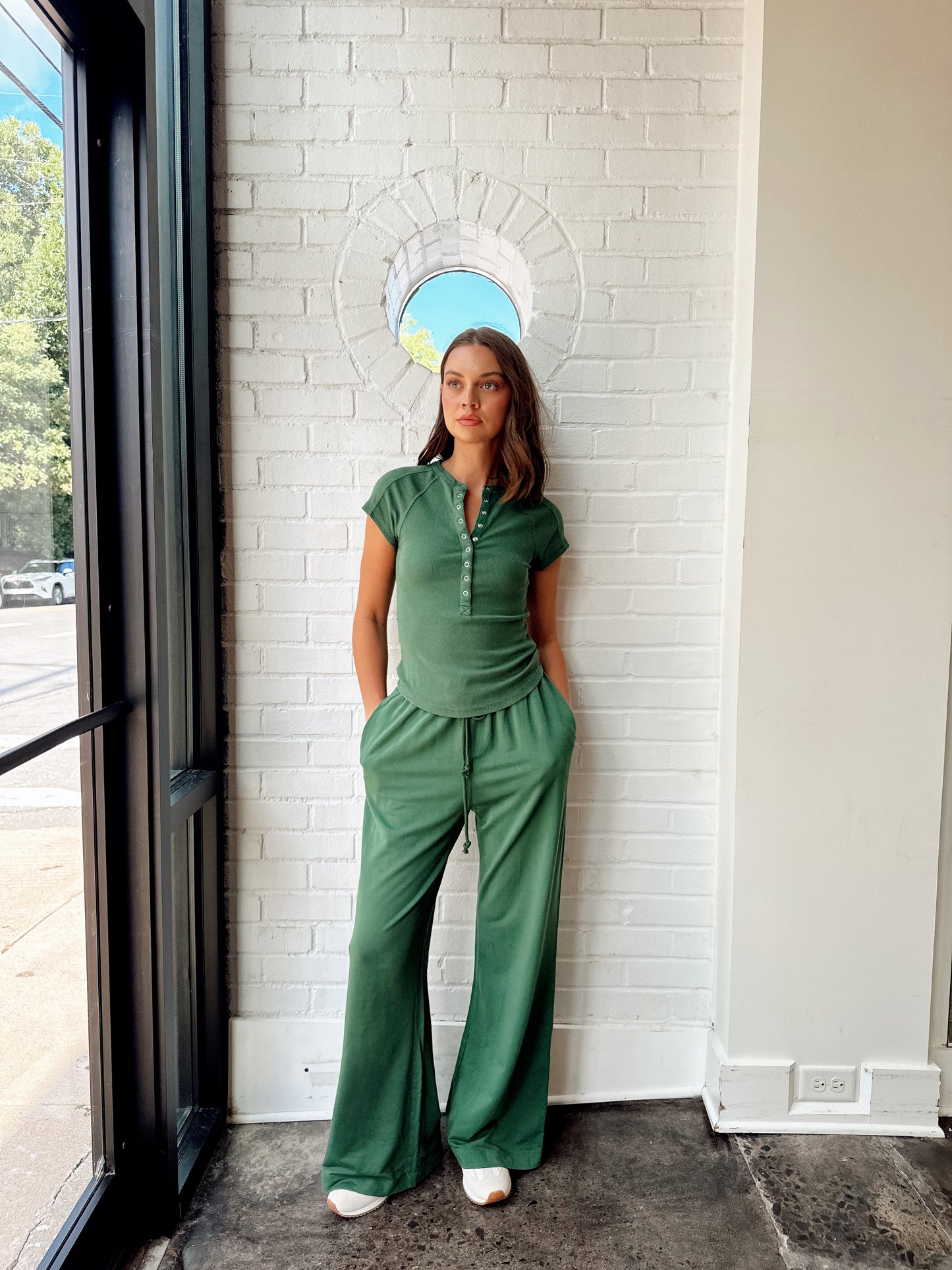 KNIT TEE + WIDE LEG PANT SET