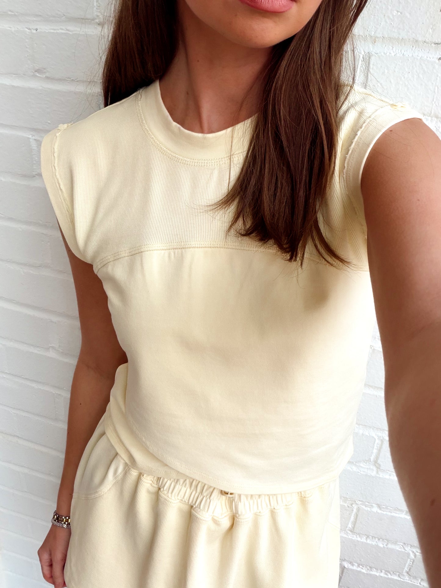 COTTON SHORT SLEEVE OVERLAP TOP