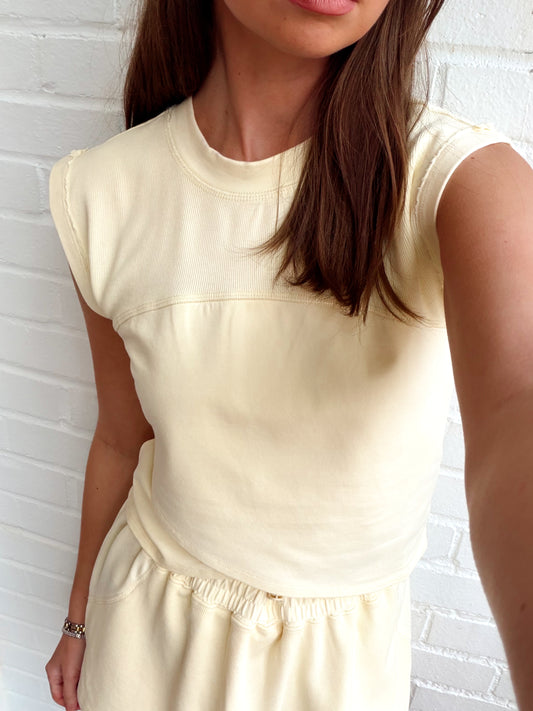 COTTON SHORT SLEEVE OVERLAP TOP