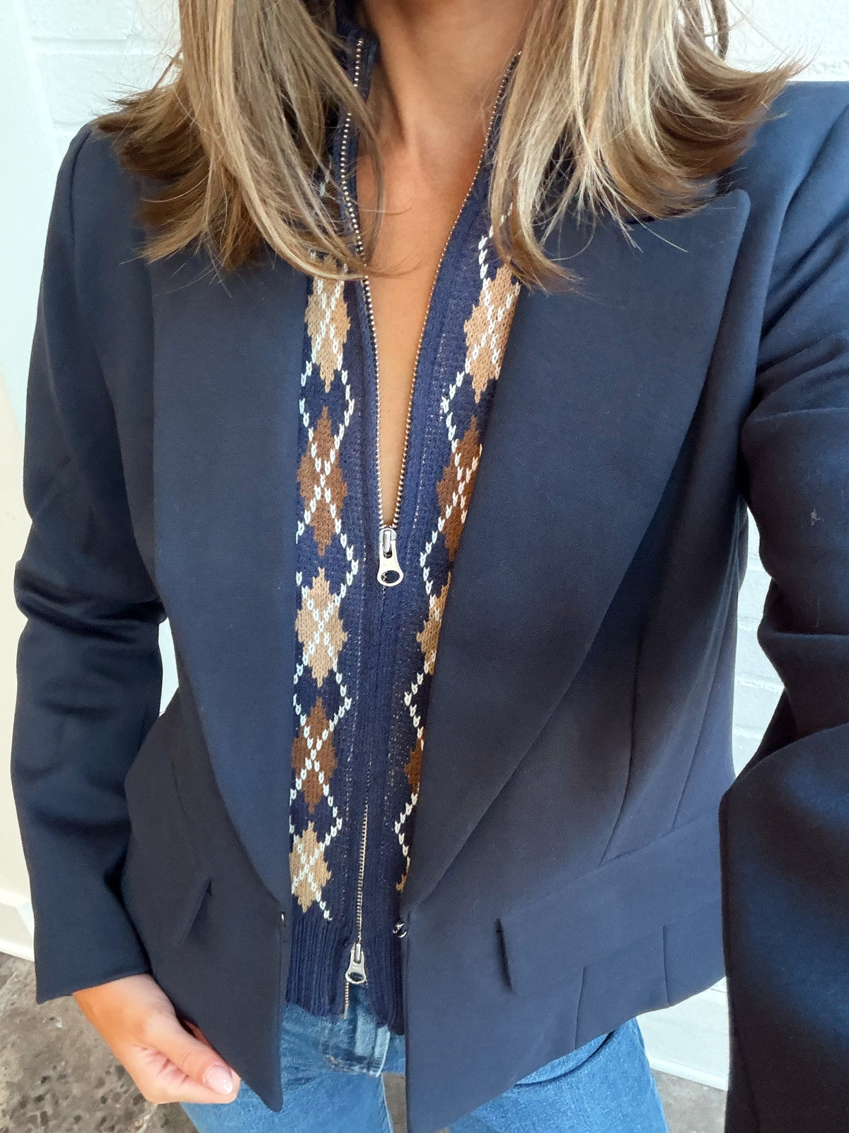ASTRID ARGYLE SWEATER DICKEY JACKET