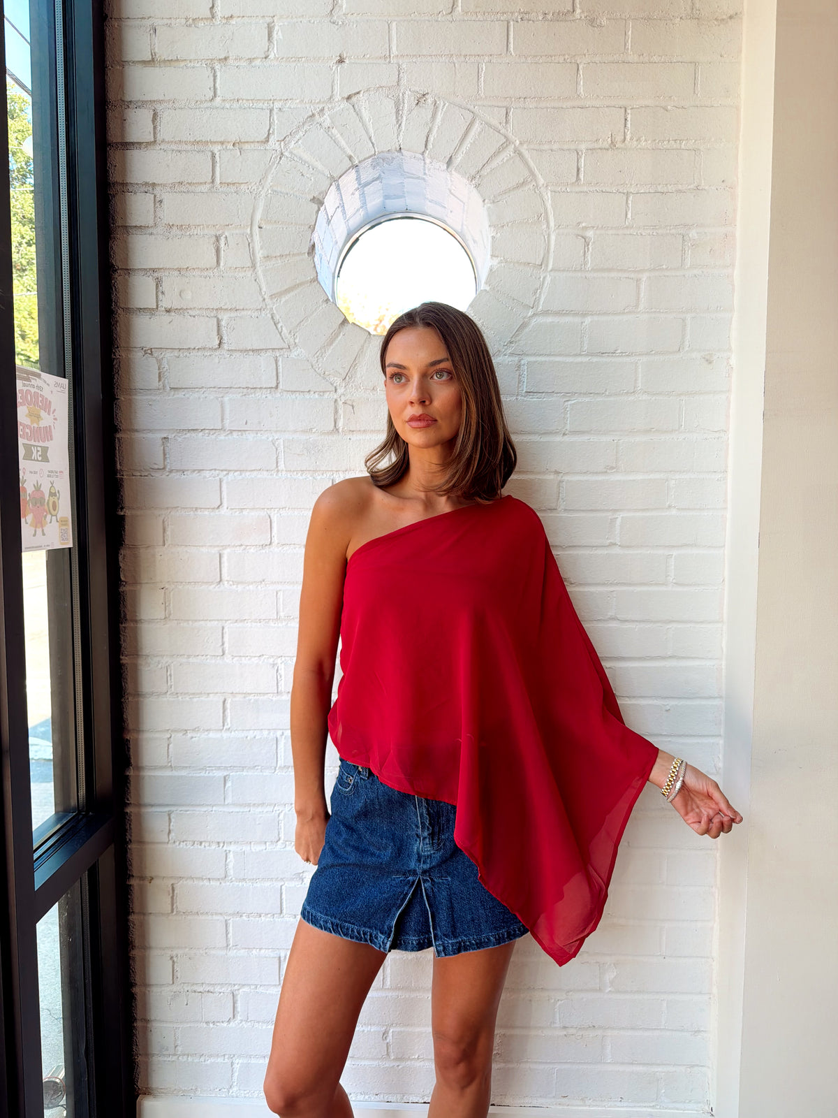 ASYMMETRIC CHIFFON CAPE W/ TUBE TOP