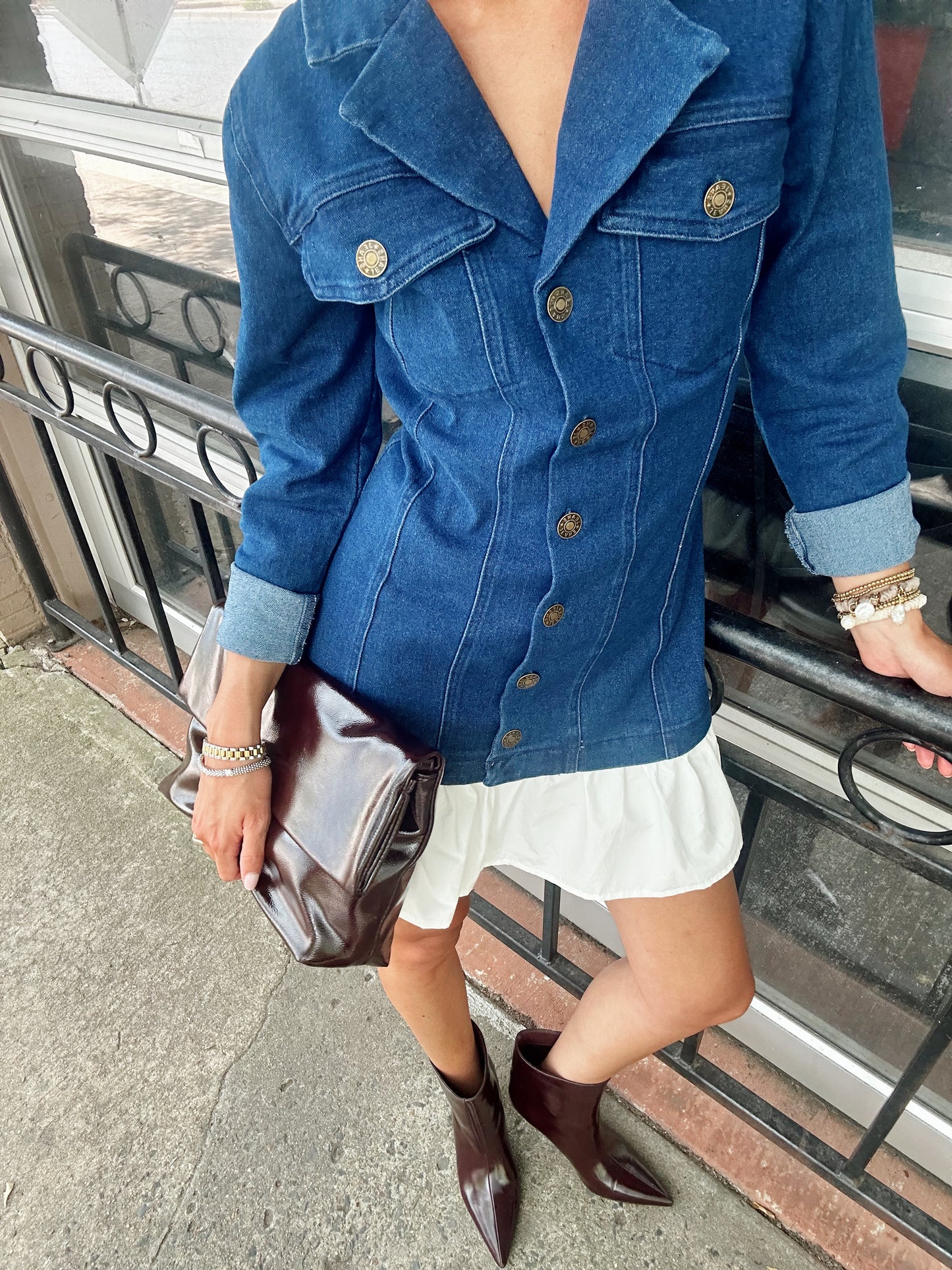 DENIM MINI SHIRT DRESS