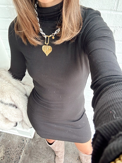 TURTLE NECK L/S MINI DRESS
