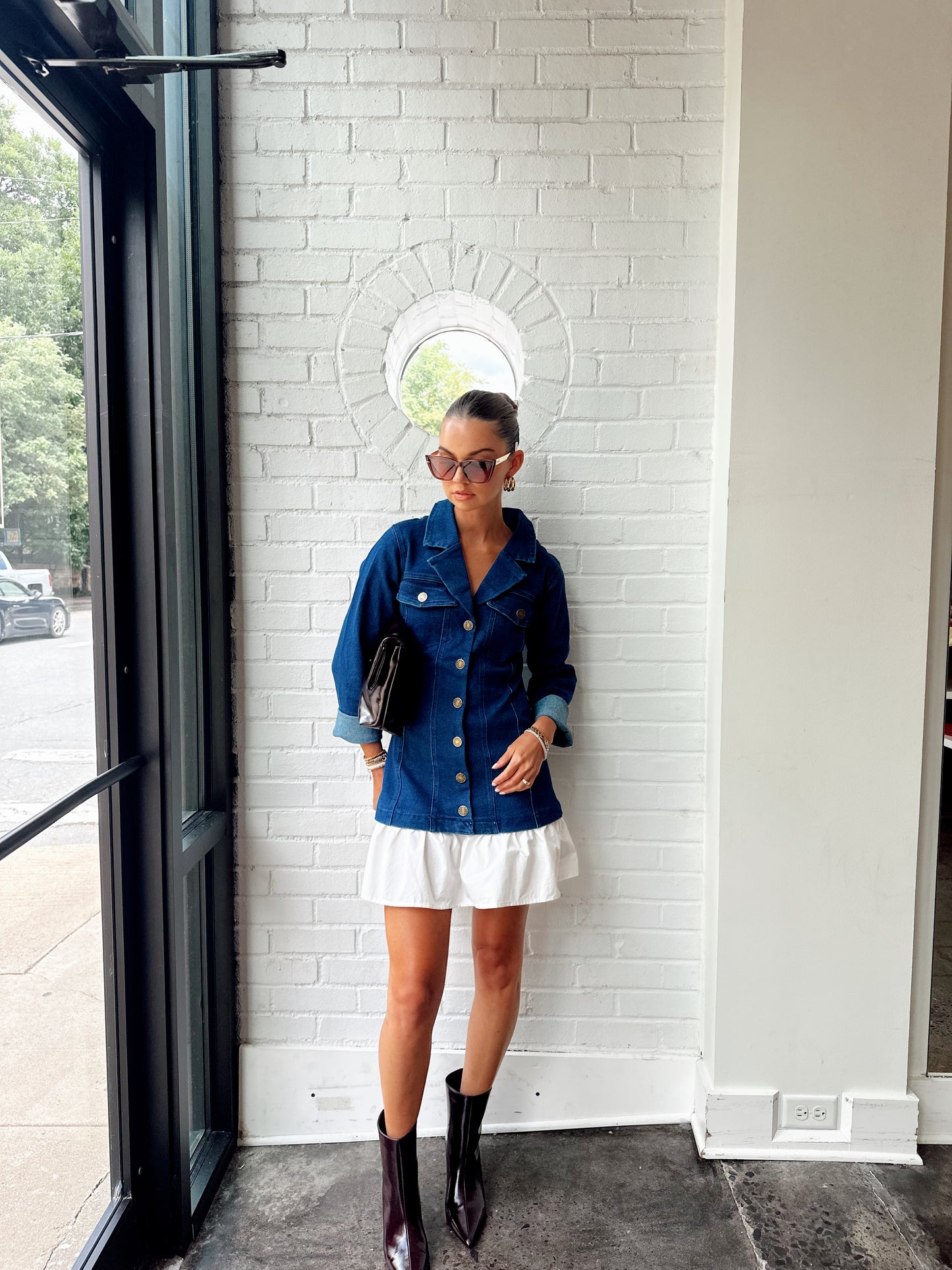 DENIM MINI SHIRT DRESS