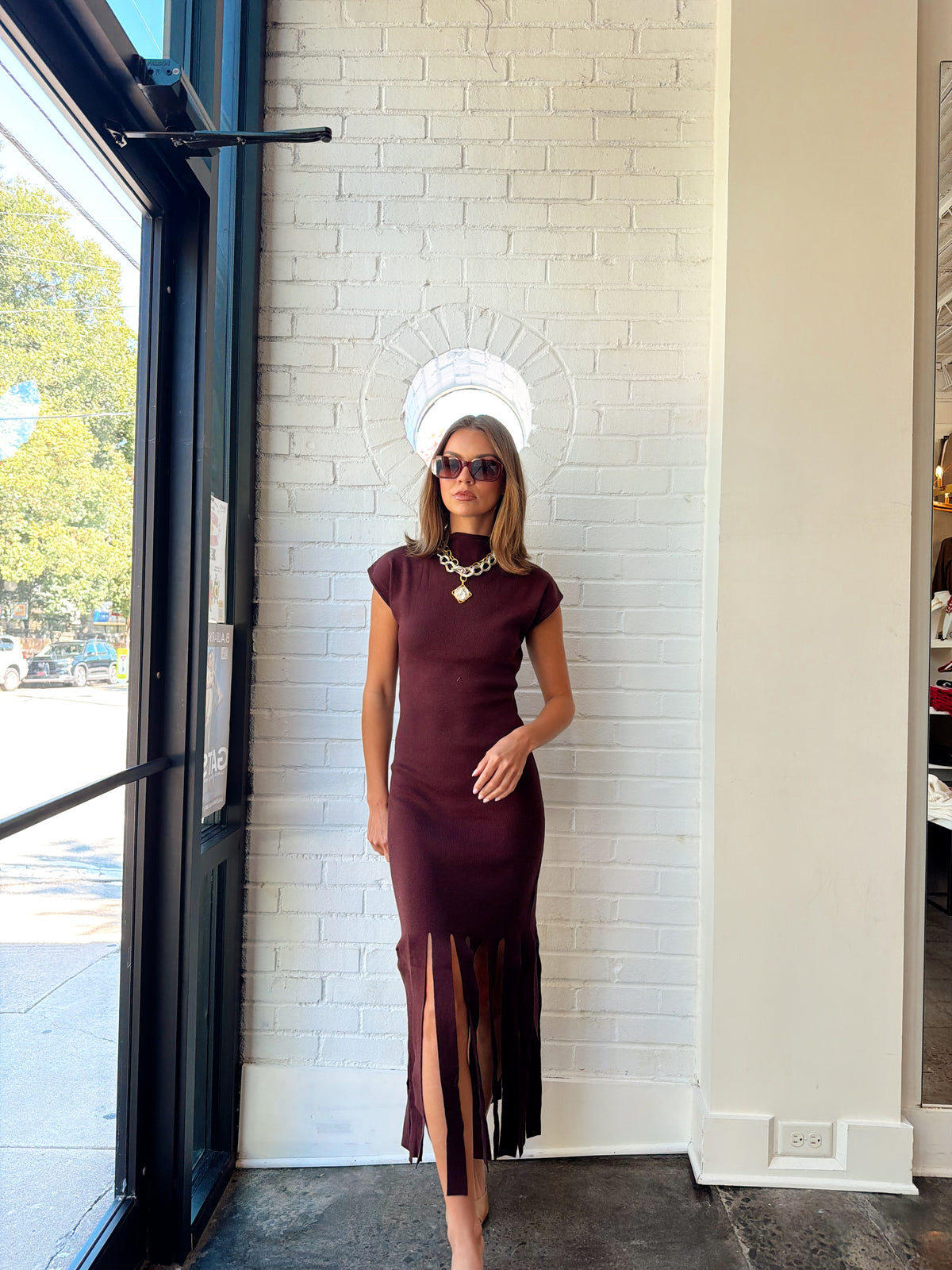 FRINGE KNIT DRESS