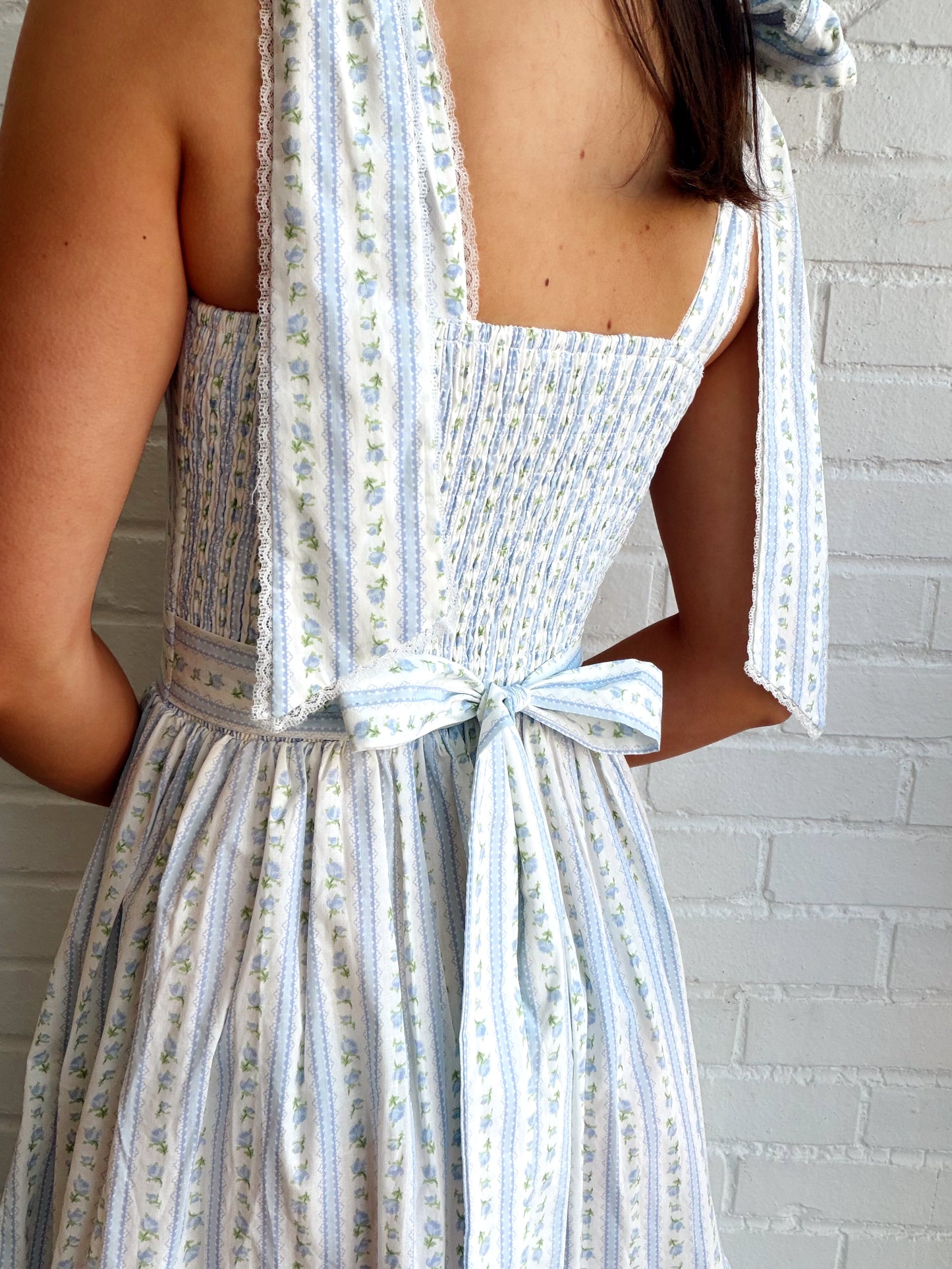 WALLPAPER FLORAL PRINTED TIERED MIDI