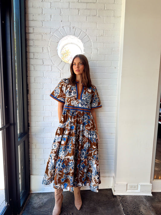 DEVONI FLORAL TIERED DRESS