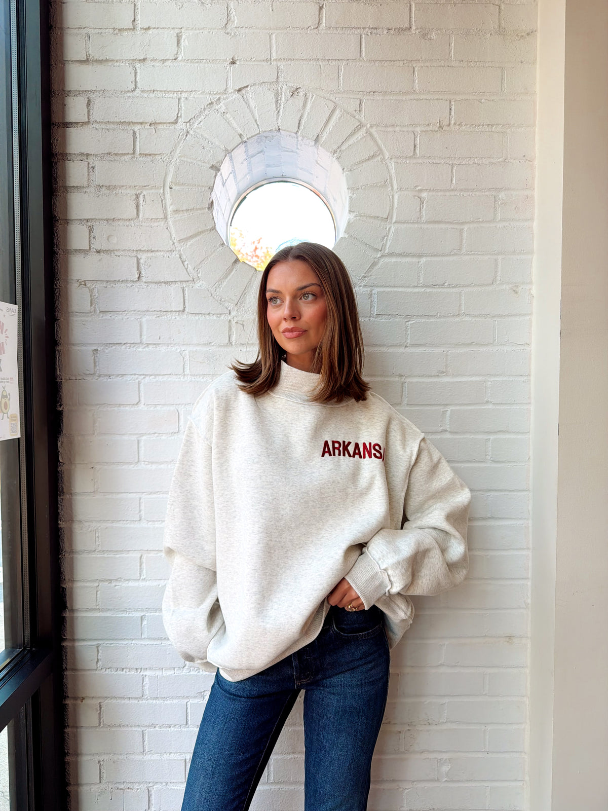 EMBROIDERED "ARKANSAS" MOCK NECK
