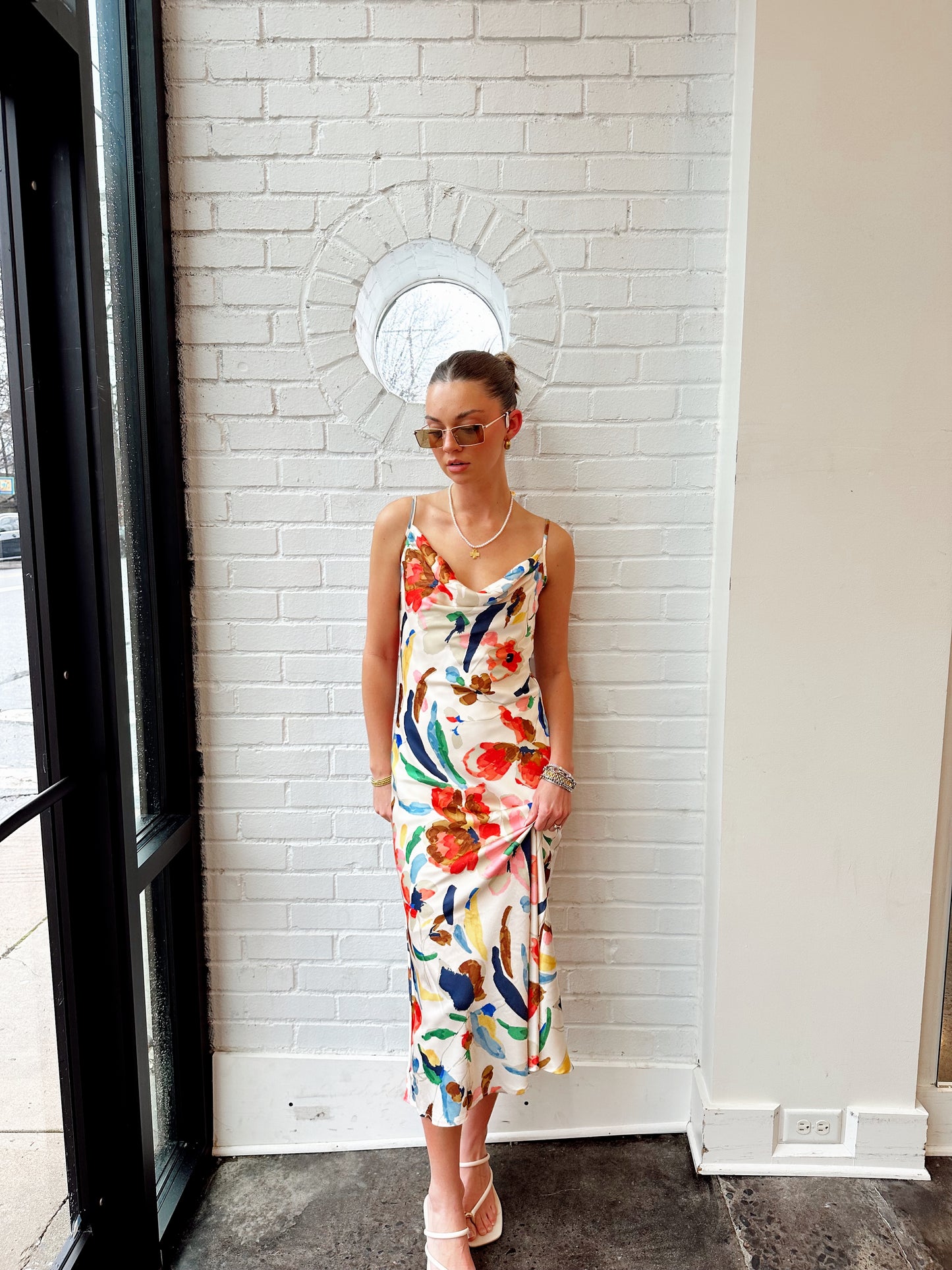 WATERCOLOR FLORAL TIE MAXI DRESS