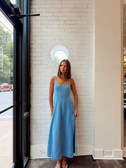 LEONORA INDIGO MIDI DRESS
