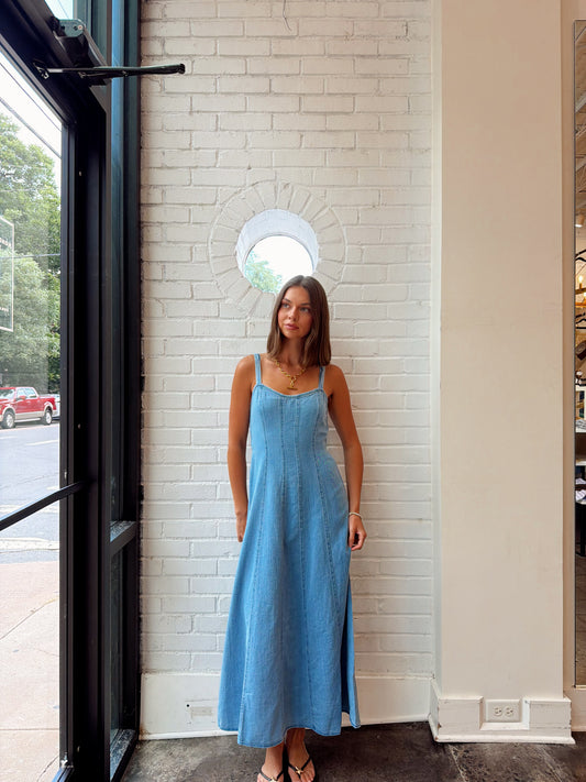 LEONORA INDIGO MIDI DRESS