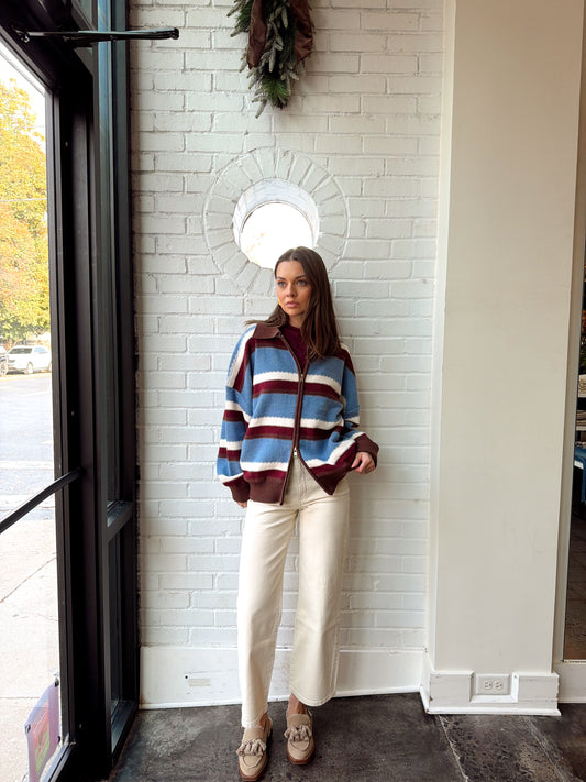 ZIPPER FRONT SWEATER CARDIGAN