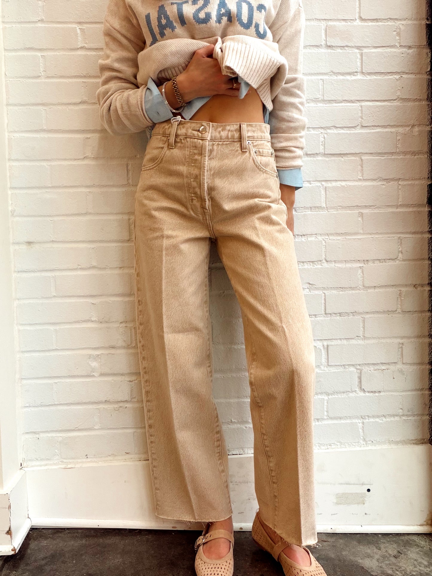 TATE CROP HIGH RISE BOWED WIDE LEG