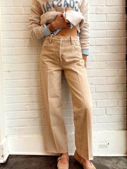 TATE CROP HIGH RISE BOWED WIDE LEG