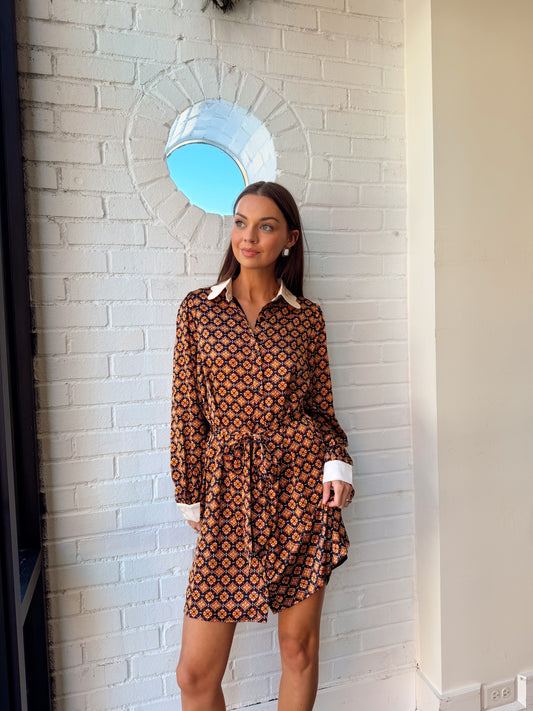 SCALLOP COLLAR MINI DRESS