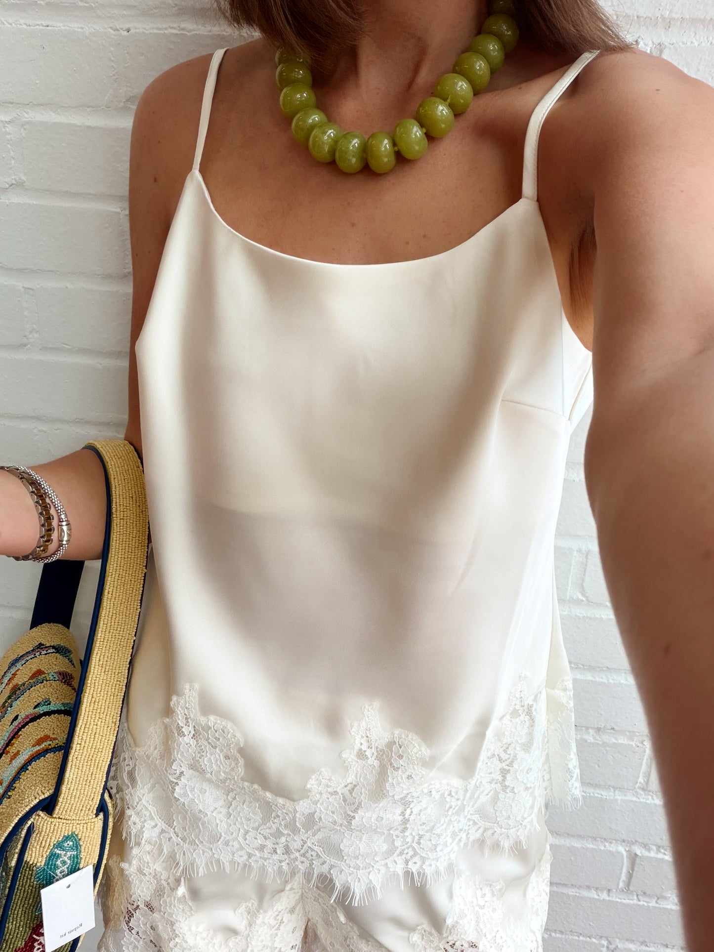 SATIN CAMI W/ LACE DETAILING