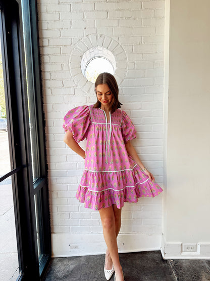 PUFF SLEEVE FLORAL DRESS