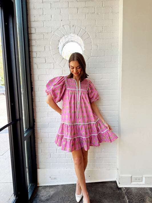 PUFF SLEEVE FLORAL DRESS
