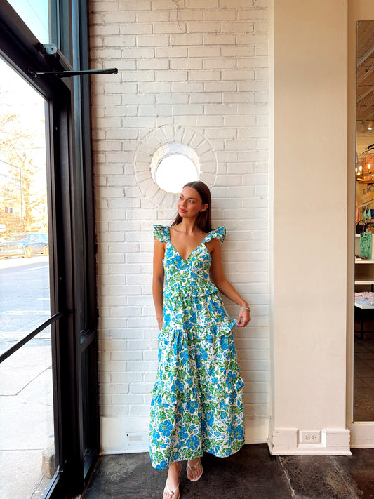 BIVORE FLORAL TRUTH TIERED MAXI DRESS