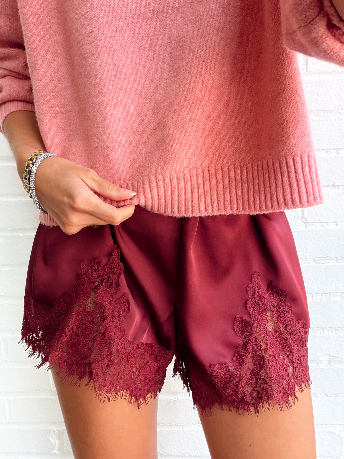 LACE TRIM SHORTS