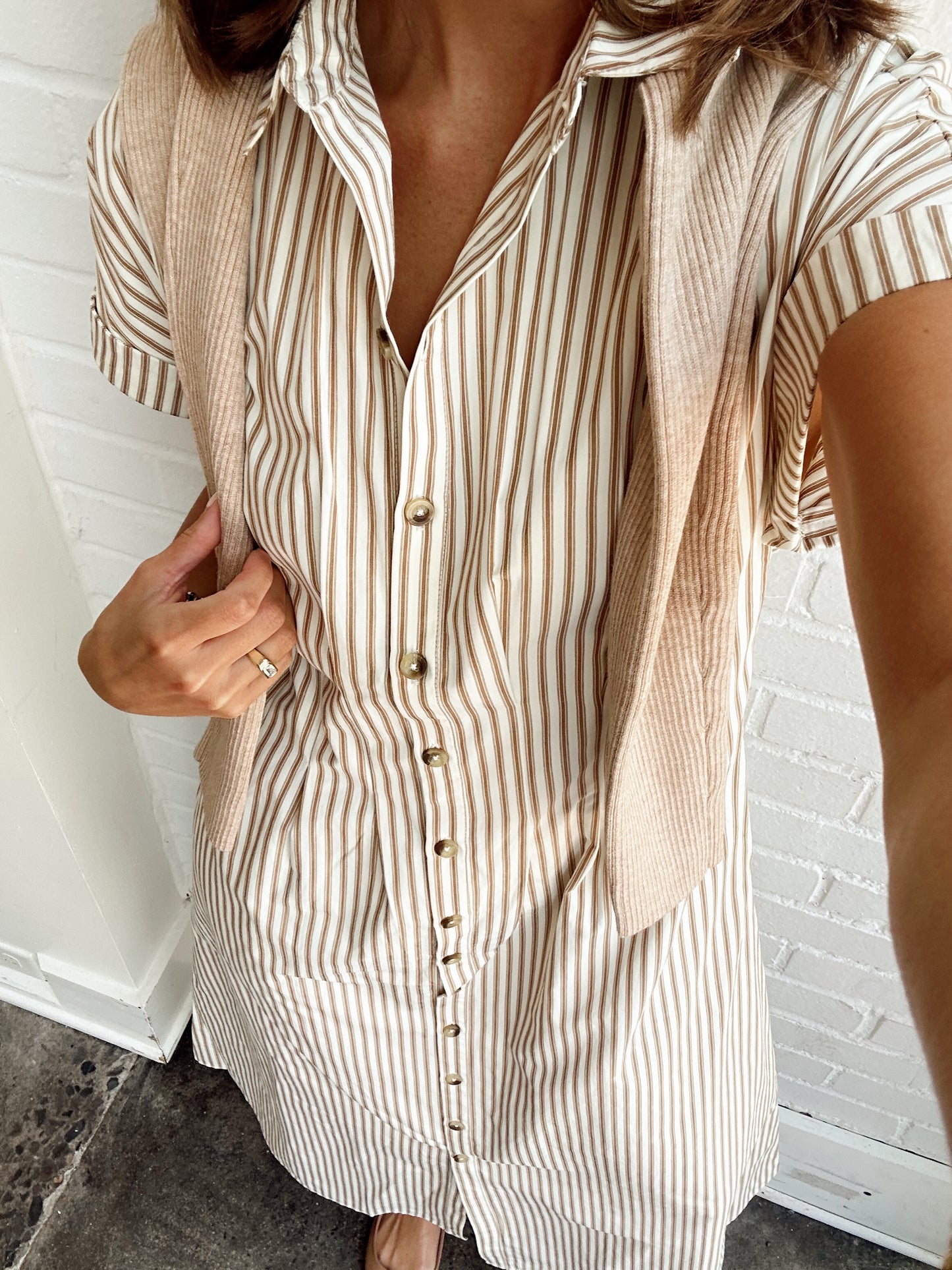 COLBY SHIRTING STRIPE MIDI DRESS