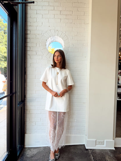 MID LACE T-SHIRT MIDI DRESS