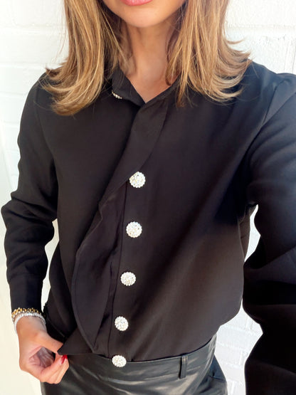 PROPER RUFFLE FRONT BLOUSE