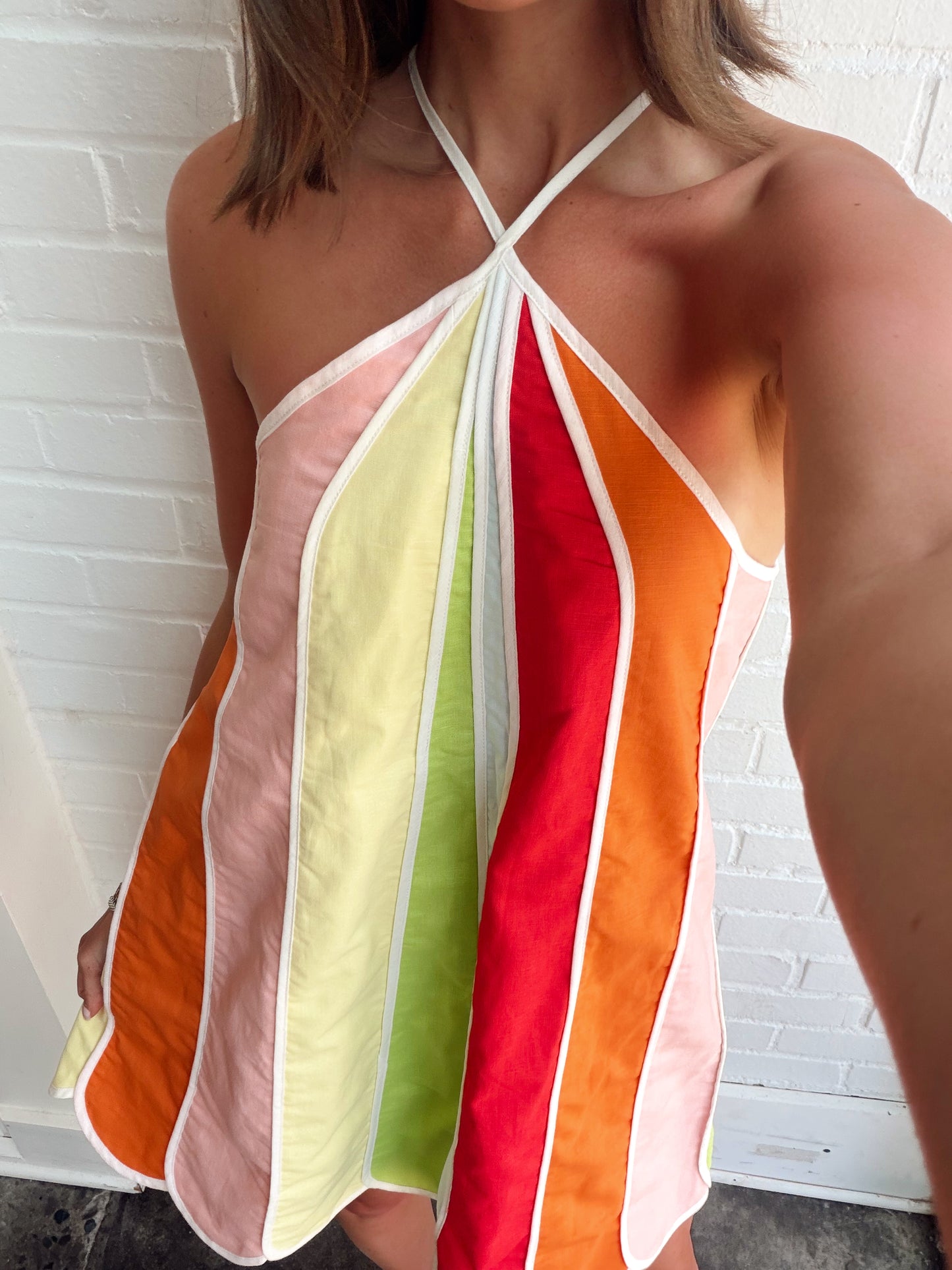 LINEN UMBRELLA MINI DRESS