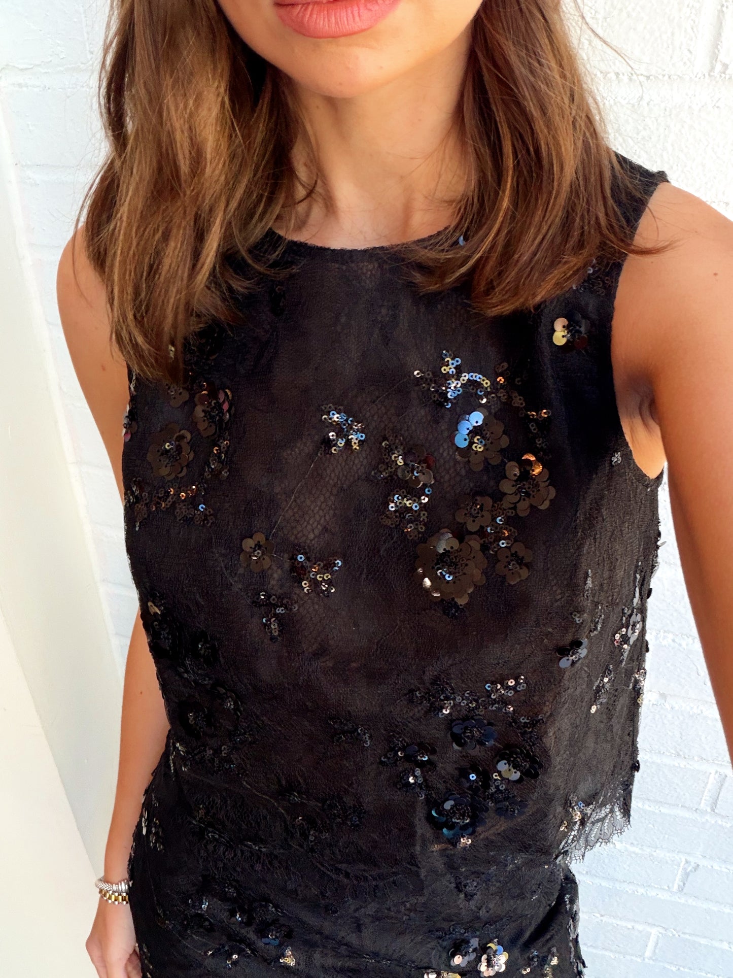 ARACELY SEQUIN LACE TOP