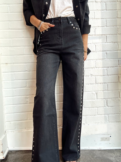 GEMMA WIDE LEG STUDDED SLOUCH