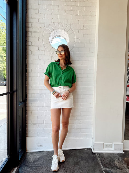 ROLL SLV BUTTON FRONT TUNIC